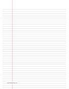 Printable Lined Paper narrow-ruled on A4-sized paper in portrait orientation