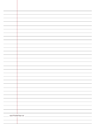 Printable Lined Paper wide-ruled on A4-sized paper in portrait orientation