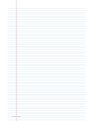 Printable Lined Paper narrow-ruled on ledger-sized paper in portrait orientation (blue lines)