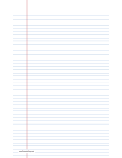 Printable Lined Paper college-ruled on legal-sized paper in portrait orientation (blue lines)