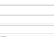 Printable Music Paper with four staves on A4-sized paper in landscape orientation