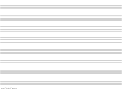 Printable Music Paper with eight staves on letter-sized paper in landscape orientation