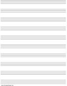 Printable Music Paper with ten staves on A4-sized paper in portrait orientation