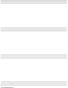 Printable Music Paper with four staves on A4-sized paper in portrait orientation