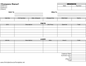 Parts & Labor Invoice Template