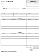 Parts & Labor Invoice Template