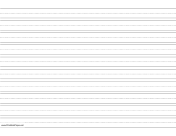 Printable Penmanship Paper with ten lines per page on A4-sized paper in landscape orientation