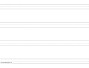 Printable Penmanship Paper with four lines per page on A4-sized paper in landscape orientation