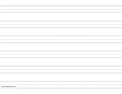 Printable Penmanship Paper with six lines per page on A4-sized paper in landscape orientation