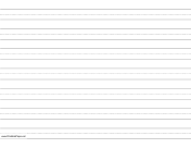 Printable Penmanship Paper with seven lines per page on A4-sized paper in landscape orientation