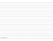 Printable Penmanship Paper with eight lines per page on A4-sized paper in landscape orientation