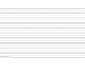 Printable Penmanship Paper with ten lines per page on legal-sized paper in landscape orientation