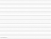 Printable Penmanship Paper with ten lines per page on letter-sized paper in landscape orientation