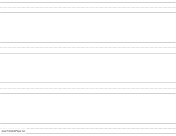 Printable Penmanship Paper with four lines per page on letter-sized paper in landscape orientation