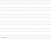 Printable Penmanship Paper with six lines per page on letter-sized paper in landscape orientation