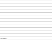 Printable Penmanship Paper with seven lines per page on letter-sized paper in landscape orientation