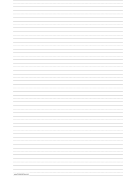 Printable Penmanship Paper with seventeen lines per page on ledger-sized paper in portrait orientation