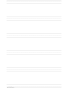 Printable Penmanship Paper with six lines per page on ledger-sized paper in portrait orientation