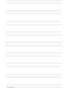 Printable Penmanship Paper with nine lines per page on ledger-sized paper in portrait orientation