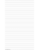 Printable Penmanship Paper with thirteen lines per page on legal-sized paper in portrait orientation