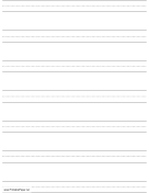 Printable Penmanship Paper with seven lines per page on letter-sized paper in portrait orientation