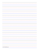 Printable Penmanship Paper - 11 Colored Lines - Portrait