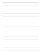 Printable Penmanship Paper - 5 Colored Lines - Portrait