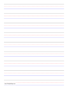 Printable Penmanship Paper - 9 Colored Lines - Portrait