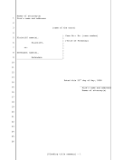 Legal pleading template for plaintiff vs. defendant in a civil lawsuit, 26-lines