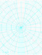 Printable Polar Graph Paper with 15 degree angles and 1/4-inch radials on letter-sized paper