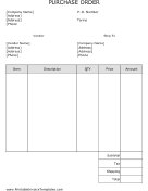 Purchase Order (Unlined) Template