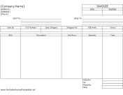 Sales Invoice (Unlined) Template