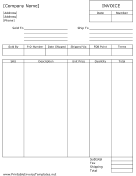 Sales Invoice (Unlined) Template