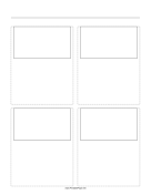 Printable Storyboard with 2x2 grid of 16:9 (widescreen) screens on letter paper