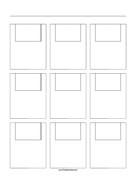 Printable Storyboard with 3x3 grid of 3:2 (35mm photo) screens on letter paper