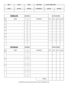 Printable Tennis Score Sheet