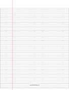 Printable Lined Paper — wide ruled with dashed center guide line — black lines