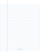 Printable Lined Paper wide ruled with dashed center guide line